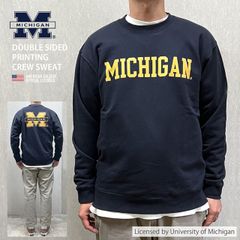 MICHIGAN ミシガン DOUBLE SIDED PRINTING CREW SWEAT 裏パイル 裏毛 カレッジプリント スウェット スエット クルーネック バックプリント カリフォルニア アメカジ アメフト バスケ ブランド