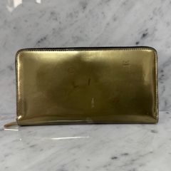 極美品 kawa-kawa カワカワ L字ファスナー長財布 ゴールド メタリック
