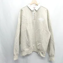 ◇ ⊇ BEN DAVIS 襟付き ロゴプリント バックプリント 長袖 トレーナー サイズXL ベージュ ホワイト系 メンズ レディース E  【1409240063742】のサムネイル