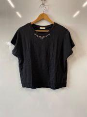 ａ86⚫︎earth music＆ecgy⚫︎アースミュージック＆エコロジー⚫︎ ビジュー⚫︎プルオーバー⚫︎カットソー⚫︎size F⚫︎黒