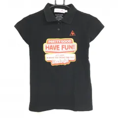 ★値下げ★【美品】ルコックゴルフ 半袖ポロシャツ 黒 ビッグプリント レディース M ゴルフウェア le coq sportif