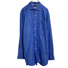 TOMMY HILFIGER 長袖 無地シャツ トミーヒルフィガー L~ ブルー ポケット 古着卸 アメリカ仕入 a701-5697