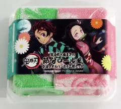 【中古】雑貨 竈門炭治郎＆竈門禰豆子 節分ロール風 今治タオルハンカチ2枚セット「劇場版 鬼滅の刃 無限列車編×ローソン」 Loppi・HMV＆BOOKS online限定
