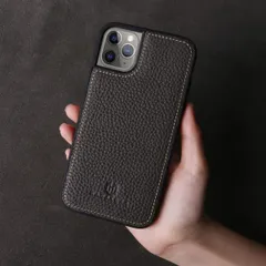 [HANATORA] iPhone11 Pro Max 本革ケース シュリンクカーフレザー スマホケース 深緑色 ダークグリーン オリーブグレー