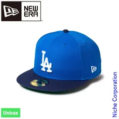 【新品】 NEW ERA 59FIFTY パワード ゴローナカテガワ ミンナノ LA ドジャース スエットバンドブルーバイザー (14460935) (58.7cm)