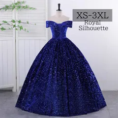 ナイトドレス ドレス オフショルダー パーティードレス ブルー 青 結婚式 大きいサイズ 謝恩会 XS S M L XL LL 2XL XXL 3XL XXXL 姫系 プリンセス 豪華 パーティー 発表会 ロング丈 ガーリー 紐タイプ