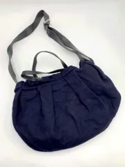 Kawa-Kawa カワカワ フェルト レザー ラウンド 2WAY ショルダー トート バッグ 紺 ■■レディース