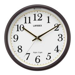ランデックス(Landex) 掛け時計 電波 アナログ 31cm 自動点灯 ステップ秒針 夜間秒針停止 ダークブラウン ヨクテラス YW9188DBR