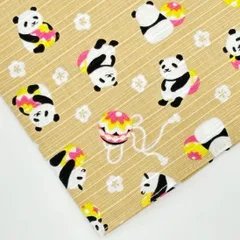 【✨愛らしい姿に癒される✨ 『 パンダ 』柄の小風呂敷（ベージュ）】【 日本製 】　【 新品・未使用 】　小風呂敷　 パンダ　ベージュ色　和雑貨　お弁当包み　プレゼント　縁起物