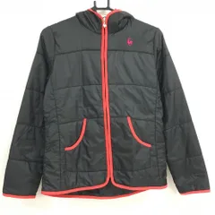 ルコック フード付き中綿ジャケット 黒×レッド ロゴ刺しゅう レディース M ゴルフウェア le coq sportif