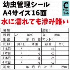 幼虫管理ラベルC「マット」16面10シート160枚 オオクワガタ飼育用品クワガタ