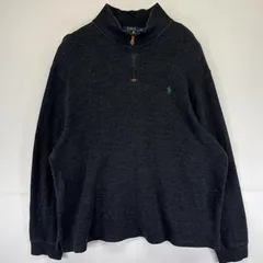 古着 ポロ・ラルフローレン POLO RALPH LAUREN セーター ハーフジップ トレーナー 大きいサイズ ワンポイント XXL  ダークグレー メンズ