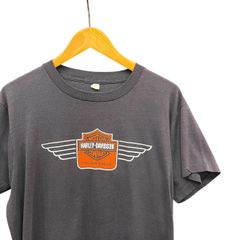 80s ビンテージ ハーレーダビッドソン 両面プリントTシャツ ブラック L位 80年代 ヴィンテージ Harley Davidson ハーレーT バイカー チョッパー