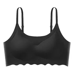 ノンワイヤーブラ シームレス ナイトブラ 肩紐調節付 おやすみブラ 昼夜両用 一体型パッド付 取り外し可 締め付けない 軽量 ストレッチ S-3L 黒 紫 as-008