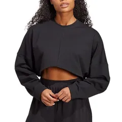 ★アディダス ADIDAS 新品 レディース 吸汗速乾 ヨガ トレーニング スウェット クロップ シャツ 黒 XLサイズ [HS8121-XL] 三 参★QWER★