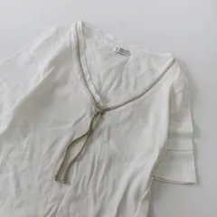 ブルネロクチネリ BRUNELLO CUCINELLI リブ リボン Ｖネック カットソー M/ホワイト トップス プルオーバー【2400013728904】のサムネイル