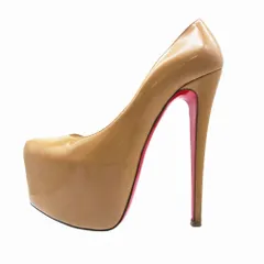 Christian Louboutin クリスチャンルブタン エナメルパテント プラットフォーム パンプス ハイヒール ベージュ サイズ23cm 【中古】