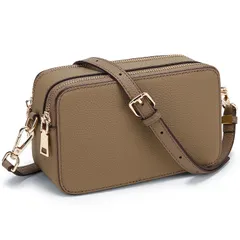 『特価』 小さめ 大容量 小さめ 牛革 レザー おしゃれ 本革 斜めがけ 軽量ばっぐ ダブルファスナー ショルダーバッグ レディース 人気ランキング 本革バッグ [Queenoris]