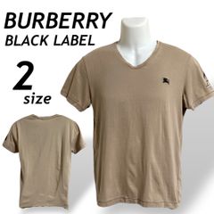 BURBERRY BLACK LABEL バーバリーブラックレーベル メンズ Vネック半袖カットソー 2  Tシャツ 刺繍ロゴ D1P91-401-42 三陽商会 ベージュ系 (D014)★