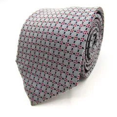 ピエールカルダン ブランド ネクタイ チェック柄 格子柄 ドット シルク PO  メンズ グレー Pierre Cardin 【中古】