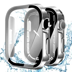 【特価セール】【2024改良ケース】YUGYUG 対応 アップルウォッチ カバー Series 9/8/7 アップルウォッチ ケース PC素材 IP68 防水ケース 3D直角エッジデザイン 光沢式 Apple Watch ケース ガラスフィルム 一体型 日本旭