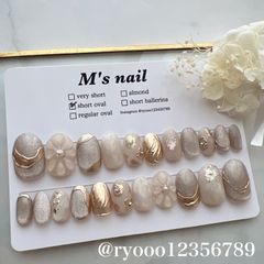 オーダーネイルチップ/匿名配送可能/即決可能/ネイルチップ22枚入り/全サイズ入り/結婚式/成人式/結婚式ネイル/ブライダル/