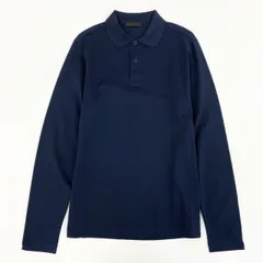 【未使用級】プラダスポーツ ポロシャツ 長袖 パッチ 濃紺 メンズ M スリット 72206574_1.jpg