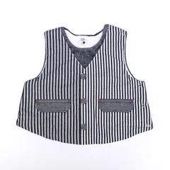 RAG MART ラグマート ベビーベスト ブラック ジレ ストライプ キルト パイル フォーマル ベビー服 ベビードレス ドレッシー ベスト シック キッズ かっこいい かわいい