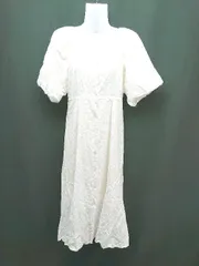 ◇ MAJESTIC LEGON カジュアル 花柄 パフスリーブ 半袖 ロング丈 ワンピース サイズM クリーム レディース E  【1310130018103】