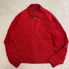 【Polo by Ralph Lauren】スイングトップ　コーデュロイ　レッド　チンストラップ　状態良好　サイズL ラルフローレン　ポニー刺繍　ポロバイラルフローレン　ジップアップ
