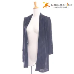 ■ バーバリー ロンドン カーディガン 7分袖 アウター トップス チェック リネン レディース 2 ブラック