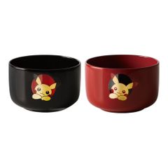 漆器 山田平安堂　 ポケモン　干支小椀 （Babyスプーン付き）ピカチュウ(黒・朱)