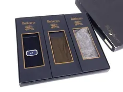 ■美品■ Burberrys バーバリーズ シルク×ナイロン ソックス 靴下  表記サイズ 25 メンズ ブラウン系×グレー系×ネイビー系 DJ1861