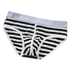 Karly Shop メンズブリーフ ビキニブリーフ ローライズ 浅ばき 綿 コットン 前閉じ 男性下着 パンツ ボーダー 柄 おしゃれ 6023