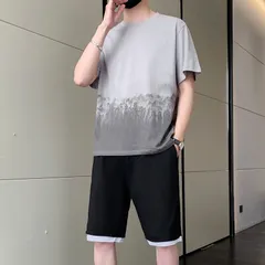 上下セット メンズ 部屋着 普段着 ルームウェア 運動着 セットアップ 半袖Tシャツ 半袖 ハーフパンツ パンツ トップス ボトムス グラデーション 薄手 通気性 おしゃれ カジュアル 通学 スポーツ 夏物 夏服 メンズファッションqcwzl19qcwzl19