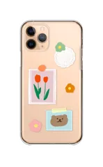 iPhone12 Pro Max ケース カバー アイフォン12 プロマックス スマホケース ハードケース ステッカー シール デコ ポップ カラフル くま 花柄 おしゃれ かわいい 透明 カラー04