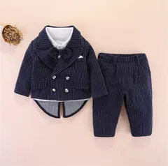 韓国ファッション 男の子 子供服 スーツ おしゃれな 長袖 3点セット 蝶結び
