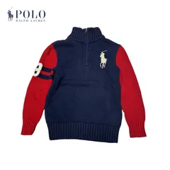969◯ POLO RALPH LAUREN ハーフジップセーター　ニット　6　ネイビー