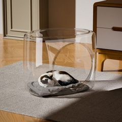 ペットベッド カプセル型 クリア おしゃれ かわいい 小型 猫 ベッド ペット ハウス 動物 アニマル 通気性 コンパクト