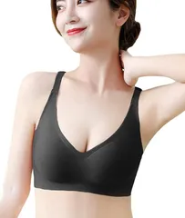 ナイトブラ 育乳 美胸 ふんわり 締付け感なし 通気性 速乾 快適 ストレスフリー 昼兼用 就寝中 美乳ブラ ノンワイヤーブラ シームレスブラ スポーツブラ 脇高設計 ブラジャー ブラック XLサイズ R1094