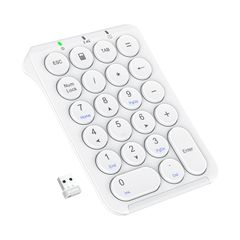 ワイヤレス 2.4G 数字 キーボード パンタグラフ式 Type-C充電 テンキー 超薄型 Tabキー付き 持ち運び便利 無線 ナンバーパッド 片手デバイス iClever 高耐久 PC ノートブック用 Windows対応 IC-KP09 (ホワイト)