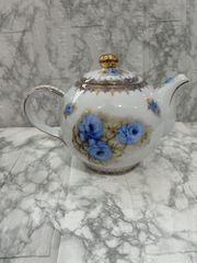 美品　ファインポーセリン ポット　花柄　金彩
