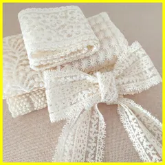 6柄セット 刺繍レース リボン ハンドメイド材料 アンティーク風 DIY・裁縫・装飾 ベージュ 長1m/柄 幅5.5~8.3cm