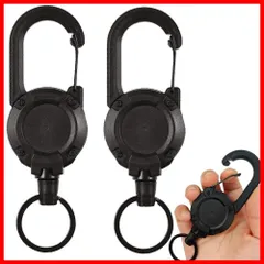 【特価】金属ワイヤー 最長60cm リールストラップ 伸びる カラビナ付 紛失防止 釣り登山最適 2個セット 多機能 水筒、鍵、ベルを吊るす リールキーホルダー など