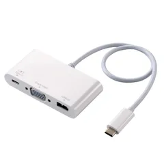 エレコム Type-Cドッキングステーション PD対応 充電&データ転送 Type-C×1 USB3.1(Gen1)×1 D-sub×1 ケーブル長30cm ホワイト DST-C14WH [ホワイト] [D-sub]