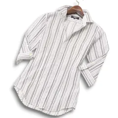 TORNADOMART トルネードマート 春夏★ 7分袖 ストライプ スリム シャツ Sz.M メンズ 日本製