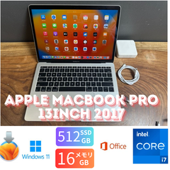 「美品新品バッテリー」Apple MacBook Pro Retina 13inch 2017/CPUi7 2.5GHZ/16GB/SSD512GB/Windows11/office2024/CJ318