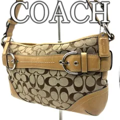 【良品】コーチ COACH バッグ Y2K シグネチャー バゲット ショルダー ブラウン キャンバス レザー ヴィンテージ バッグ 肩掛け　斜め掛け　Logo Monogram Shoulder Purse　蔻驰