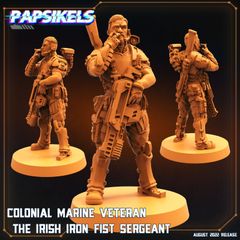 Papsikels Miniatures | COLONIAL ARINE VETERAN THE IRISH IRON SERGEANT 32mm | 3Dプリント ミニチュア TRPG サイバーパンク SF