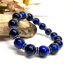 ブルータイガーアイ パワーストーン ブレスレット 12mm （ダークブルー）メンズ・レディース　男性・女性　数珠ブレス　開運  [1]